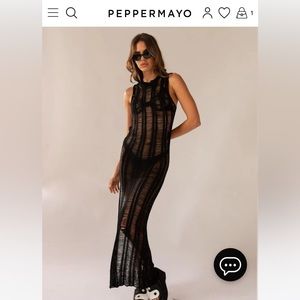 Peppermayo Exclusive Perri Ladder Knit Maxi Dress Black